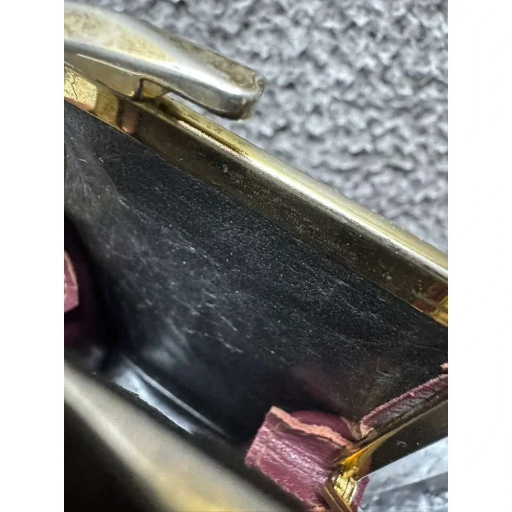 Vintage Lady Bosca Embossed Full Grain Hide Leather Cigarette Case Burgundy‎